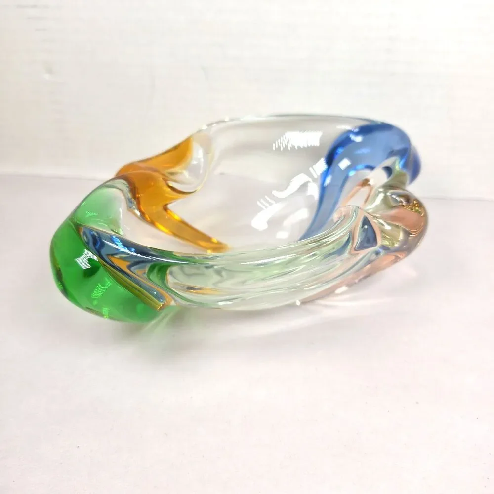 Vintage Czech Art Glass Vase by Frantisek Zemek Mid-century glass trinket bowl